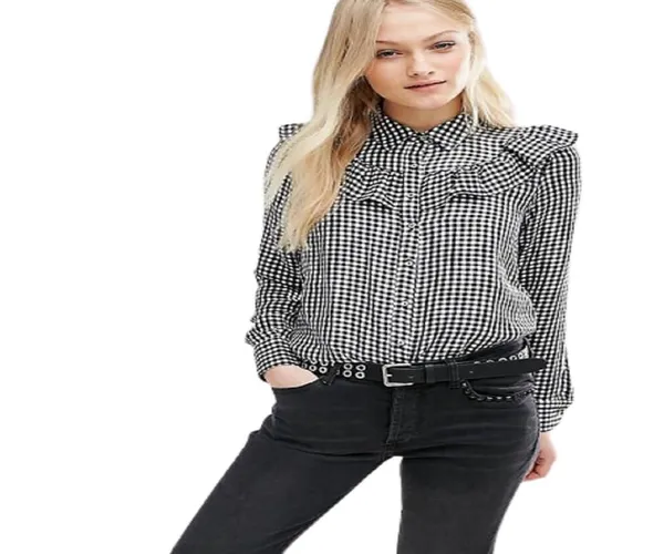 Cotton_Printed_Crop_Shirt_For_Women�Black